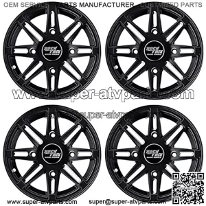RT103 4pc 14in ATV Wheels 4x110 Rims | 14x7 | 5+2 Offset | For ATV UTV with IRS (Independent Rear Suspension), Compatible with Honda Kawasaki Yamaha Suzuki 4/110