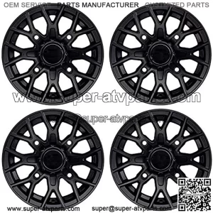RT104 4pc 12in ATV Wheels 4x110 Rims | 12x7 | 5+2 Offset | For ATV UTV with IRS (Independent Rear Suspension), Compatible with Honda Kawasaki Yamaha Suzuki 4/110