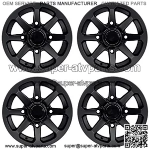RT102 4pc 12in ATV Wheels 4x110 Rims | 12x7 | 5+2 Offset | For ATV UTV with IRS (Independent Rear Suspension), Compatible with Honda Kawasaki Yamaha Suzuki 4/110