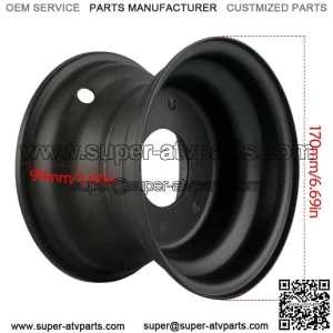6" Black Wheel Rim 3 Holes Fits ATV Go Kart Mini Bike Lawn Tire 145/70-6