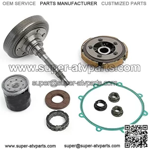 Wet Clutch Kit for HiSUN 400 UTV, Massimo, Supermach, Q link, YS400, UTV400, MSU400, Clutch Cover Housing + Clutch Shoe + Nuts + Bearing + Oil Filter + Gasket + Seal