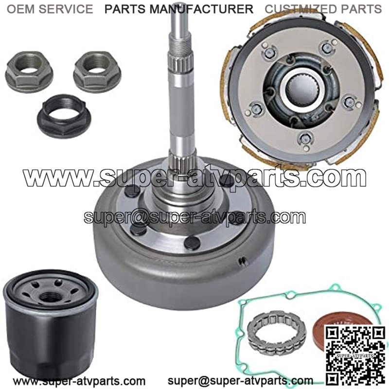 Wet Clutch Shoe Kit, Drum, One Way Bearing, Filter, Nuts Fits Compatible with Qlink, FrontRunner, UTV 500 700, HS700, MSU500 Massimo Alligator Menards Yardsport, ATV UTV Clutch Rebuild Kit