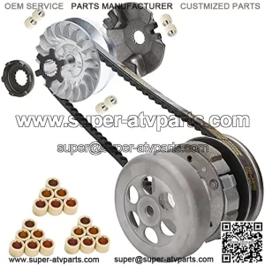 Transmission Rebuild Kit - Replacement Clutch Kit Compatible with Polaris Sportsman ATV, Predator, Scrambler, 50CC Quad Bike - Includes Clutch & Variator Assembly, Drive Belt & Roller Weights