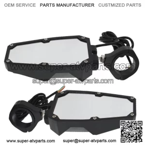 Rear View Side Mirrors w/ LED Lights Fit 1.75"-2" Roll Cage For RZR UTV
