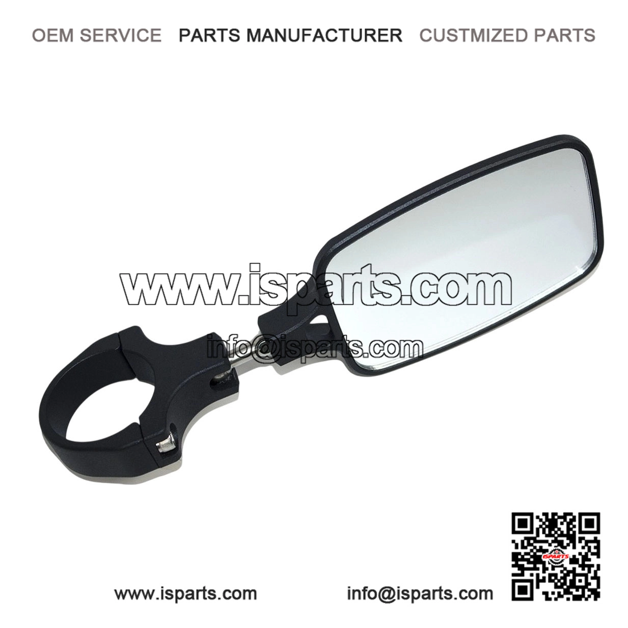 Black Clamp-On 2-Inch Billet Aluminum Break-Away Side View Mirror for Can-Am Commander/Maverick - Image 2