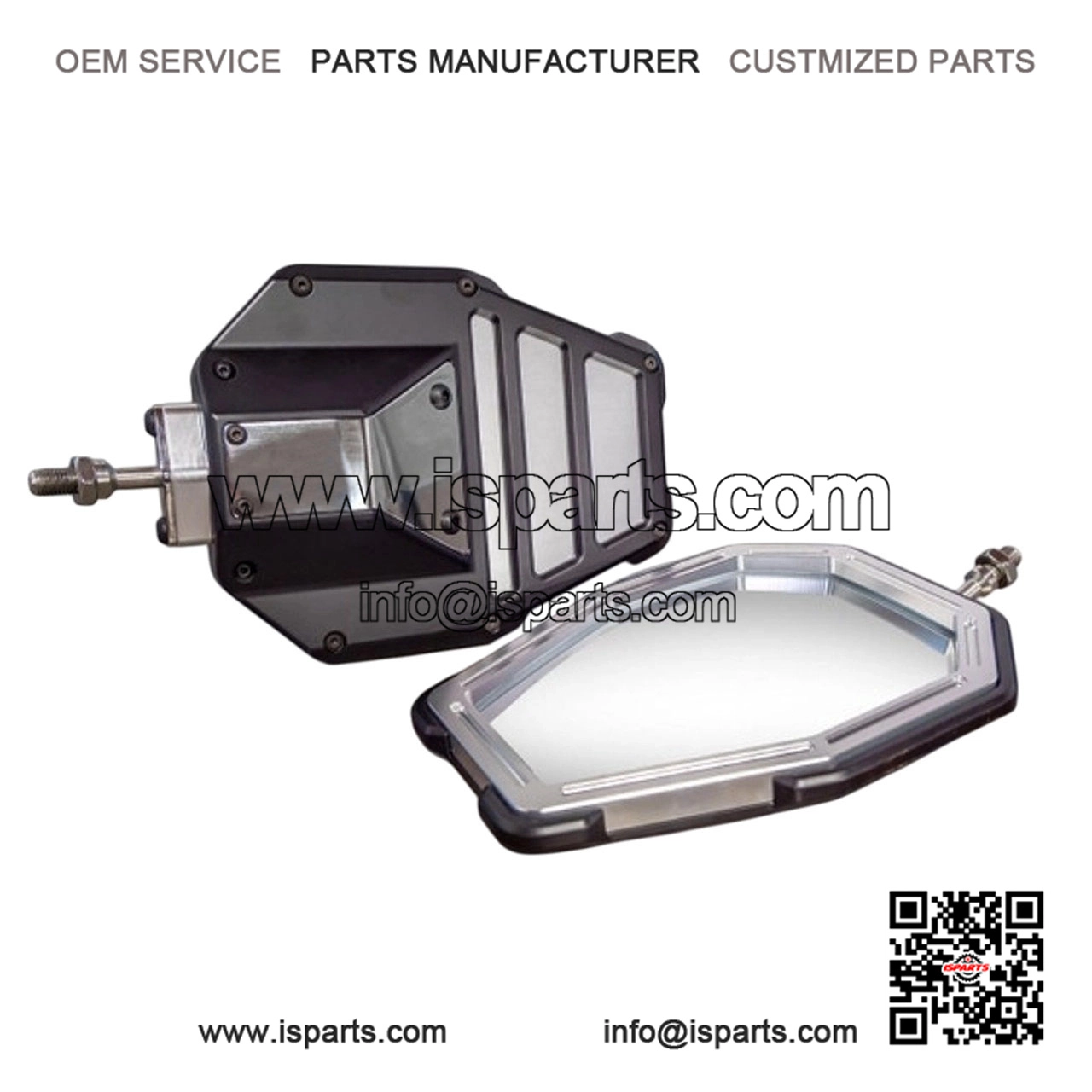 Tactical Convex Side Mirror Set in Billet Aluminum for Kawasaki Mule
