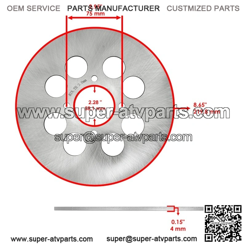 For Yamaha Raptor 660R 2001-2005 Rear Right Brake Disc with Brake Pads and Bolts - Image 2