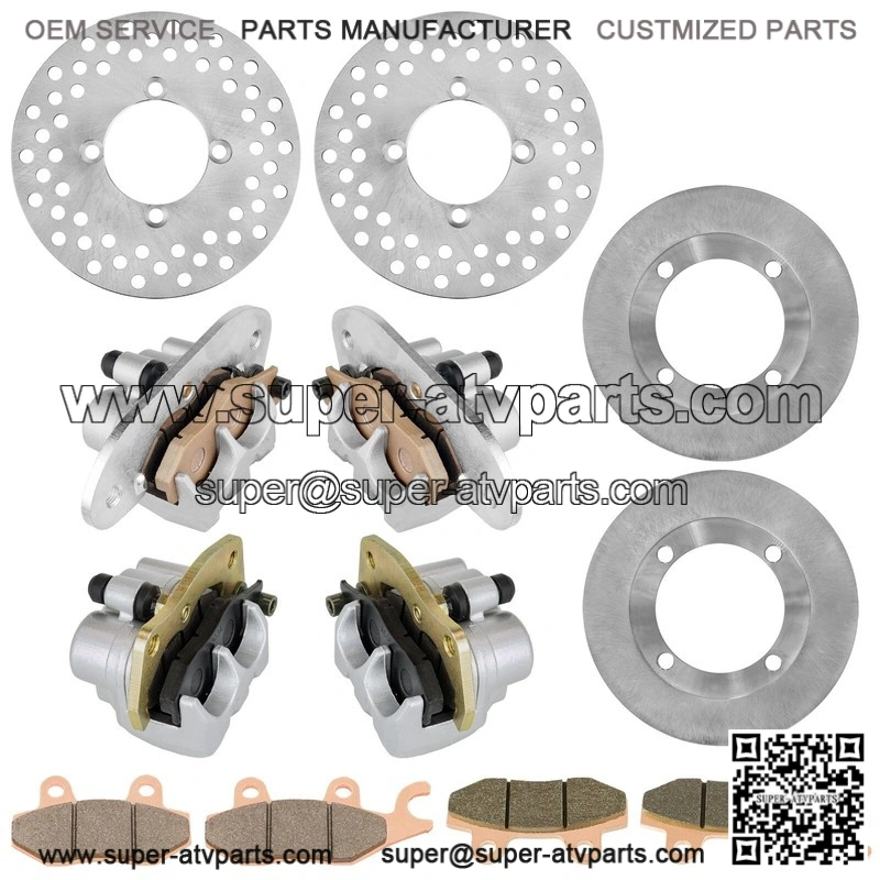 For Yamaha Rhino 700 YXR700 4X4 08-13 Front Rear Brake Caliper Disc Rotor With Pad