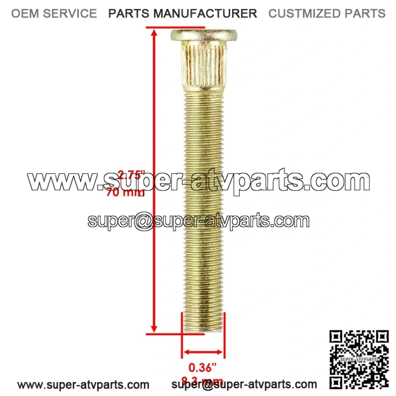 Polaris RZR S 800 EFI 2009-2014 8-Studs Front Wheel Hub Studs - Image 2