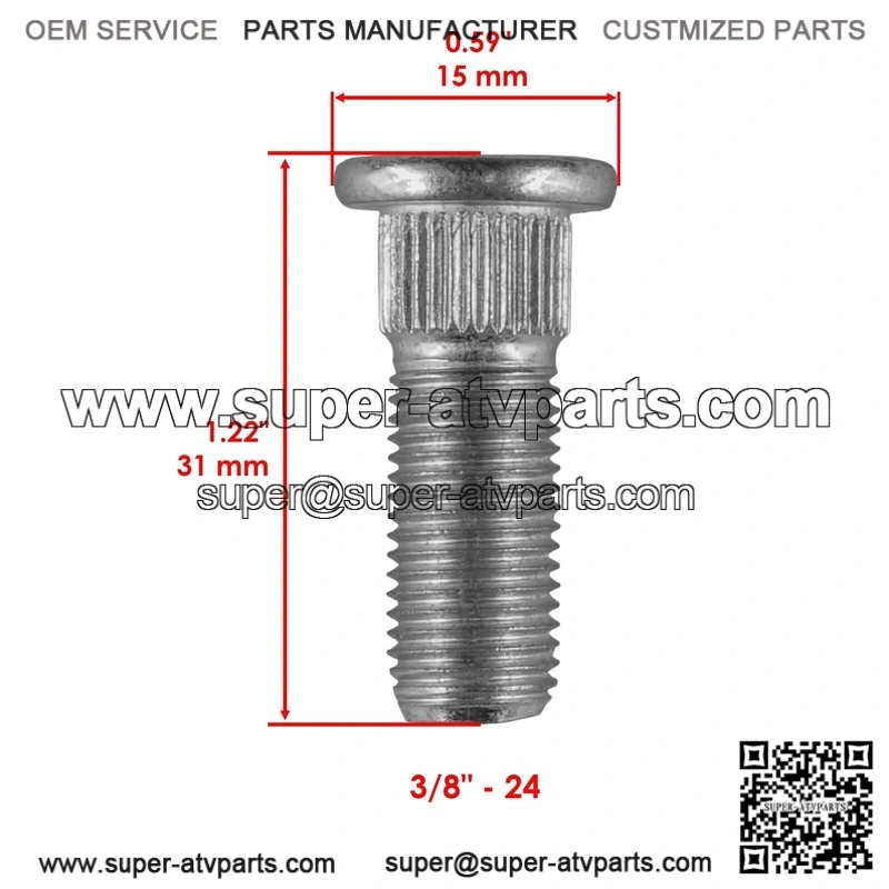 Polaris Magnum 325 2x4 4x4 2000-2001 3/8" 8x Front Rear Studs & Flange Nuts - Image 3
