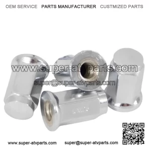 For ATV & UTV 10x1.25 ?C 4 Pack Of Chrome Flat Base 10mm x 1.25 Lug Nut Parts.