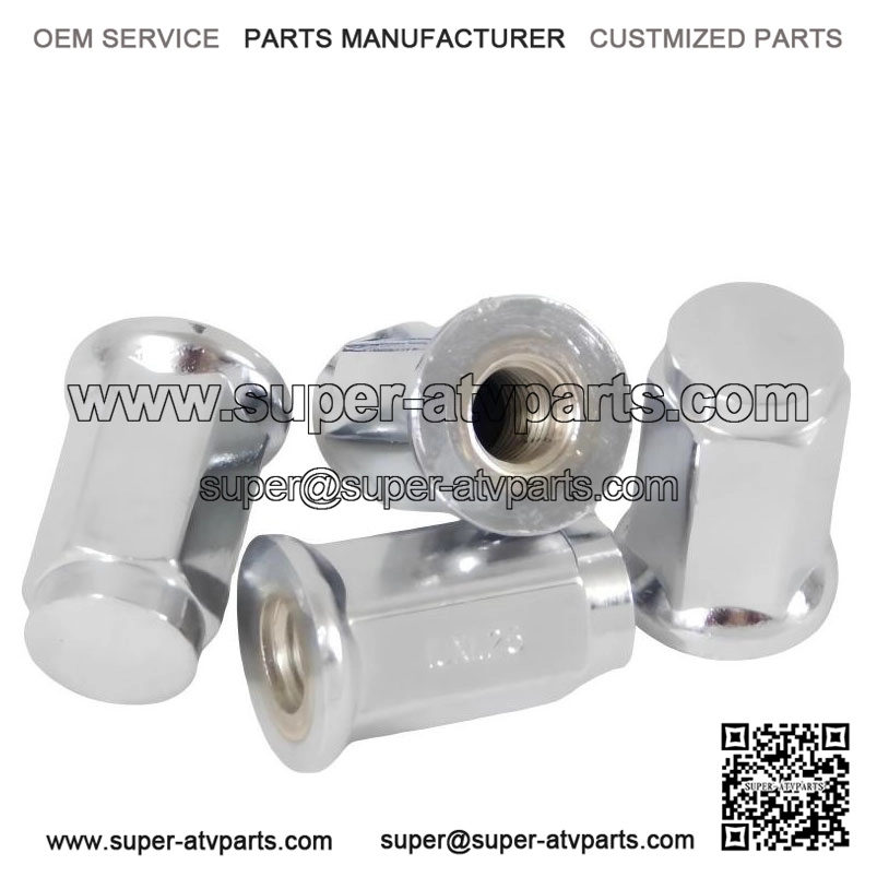 For ATV & UTV 10x1.25 ?C 4 Pack Of Chrome Flat Base 10mm x 1.25 Lug Nut Parts.